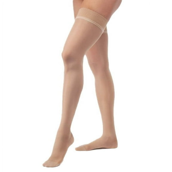 Jobst UltraSheer 15-20 Closed Toe Thigh High Compression Stockings w/Dot Band Sun Bronze Large