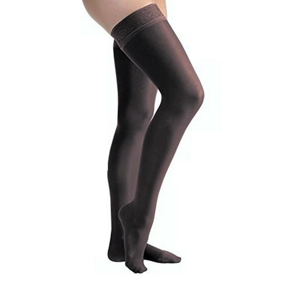 Jobst UltraSheer 15-20 Closed Toe Thigh High Compression Stockings w/Lace Band Black Small