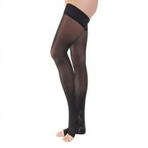 Jobst UltraSheer 15-20 Open Toe Thigh High Compression Stockings w/Dot Band Black Small