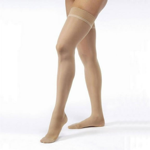 Jobst UltraSheer 30-40 Closed Toe Thigh High Compression Stockings w/Dot Band Sun Bronze Medium