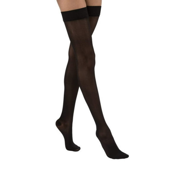 Jobst UltraSheer 30-40 Closed Toe Thigh High Compression Stockings w/Sensitive Band Black Small Petite