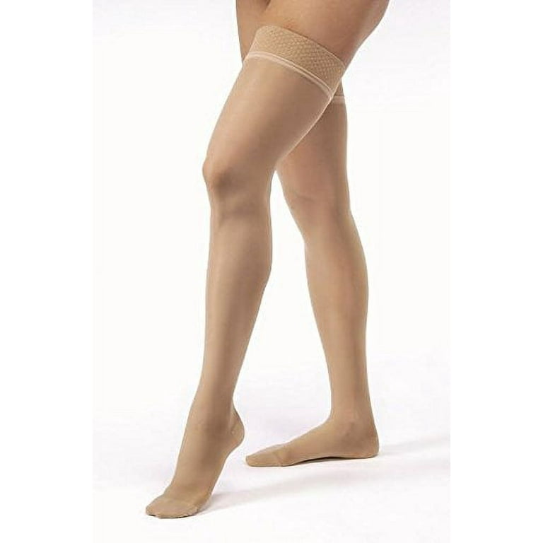 Jobst Womens Ultrasheer Thigh High Closed Toe Compression Stockings 15-20  mmhg with Silicone Stay up Band COLOR: NATURAL, Large 