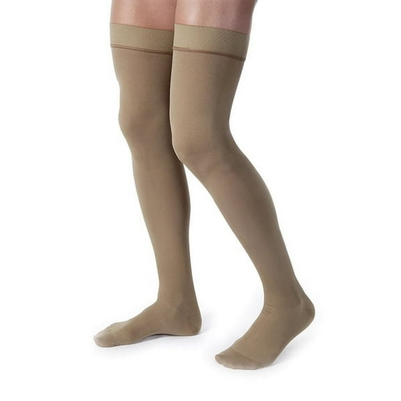 Jobst for Men 15-20 Closed Toe Thigh High Compression Stockings Khaki Small
