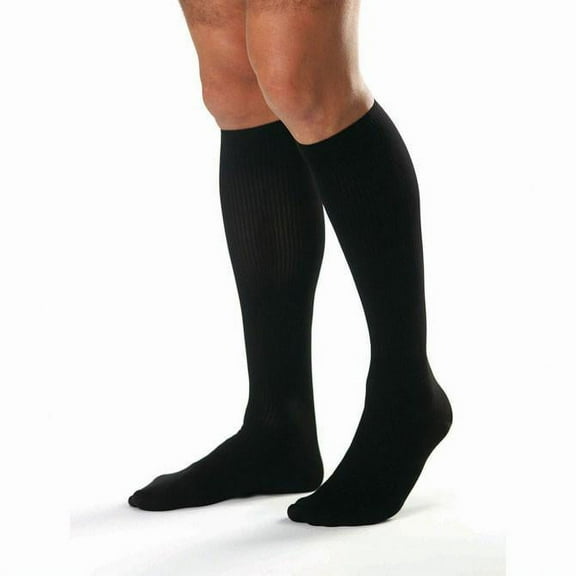Jobst for Men Open Toe Ribbed 30-40 Knee High Compression Socks Black Small