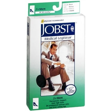 Jobst for Men Ribbed 20-30 Knee High Compression Socks Black Medium