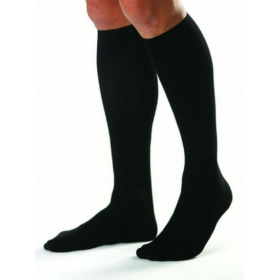 Jobst for Men Ribbed 30-40 Knee High Compression Socks Black Xlarge