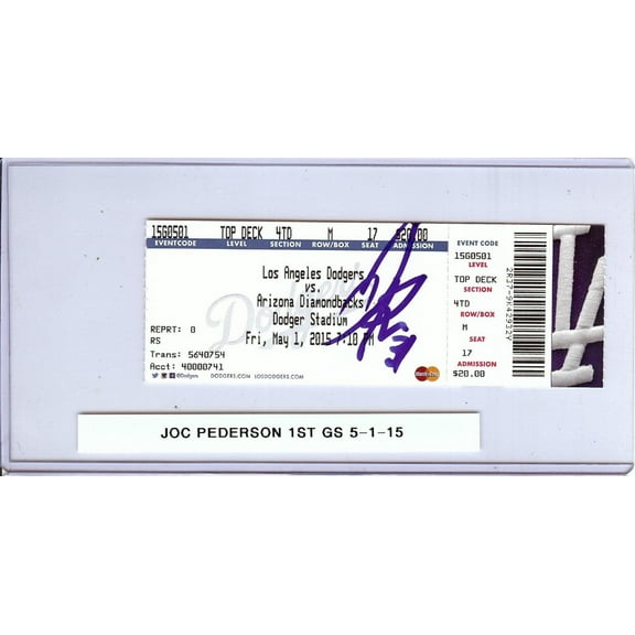 Joc Pederson Signed Autographed Ticket Dodgers 1st Grand Slam 5-1-15 JSA AX25501