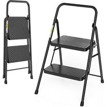 Jocauto 2 Step Ladder, Folding Step Stool for Adults with Wide Anti-Slip Pedal, Sturdy Portable 2 Step Stool, Lightweight, Black