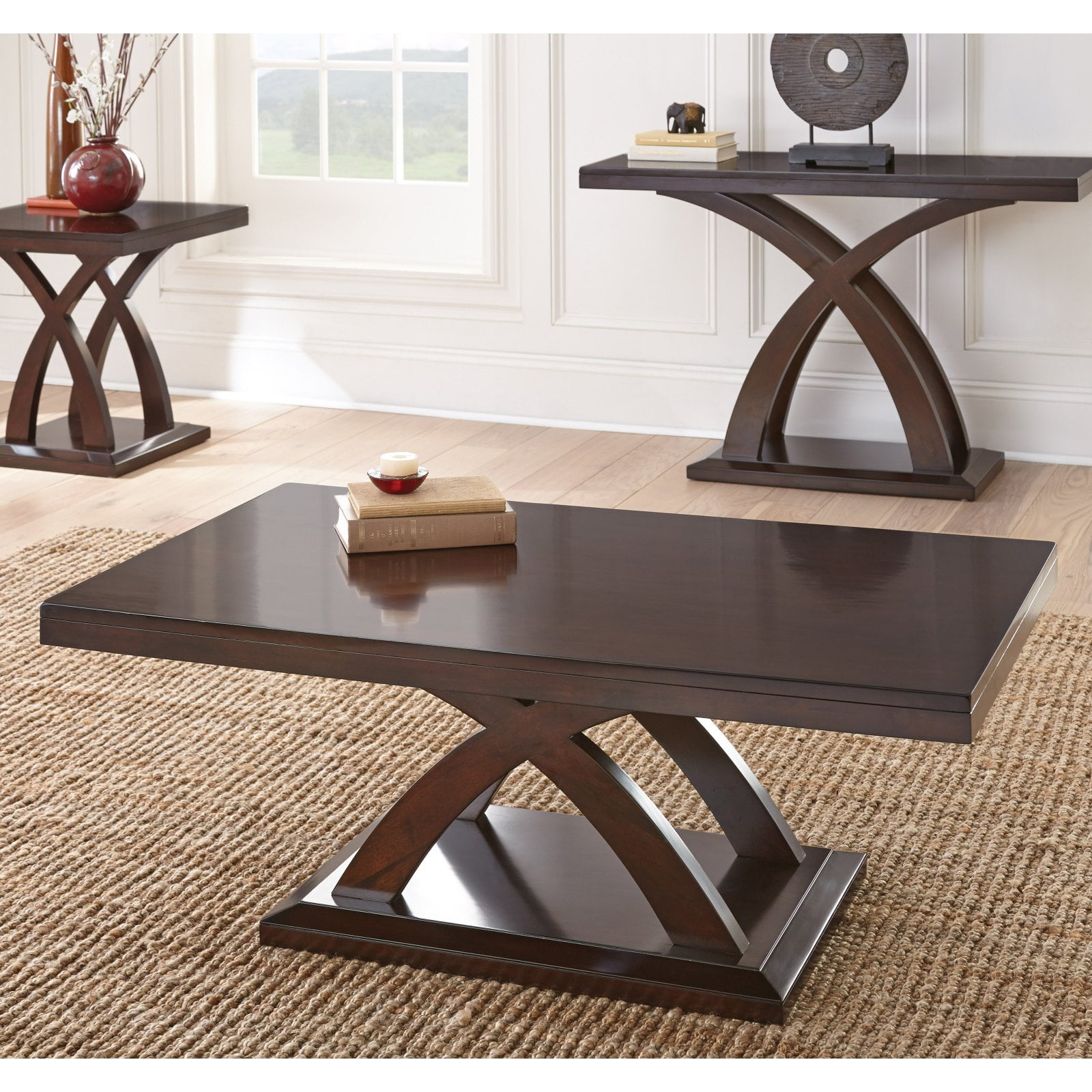 Jocelyn Espresso Cherry Rectangular Wood Cocktail Table