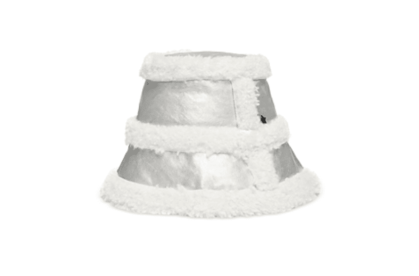 Jocelyn Faux Shearling & Metallic Faux Leather Bucket Hat 