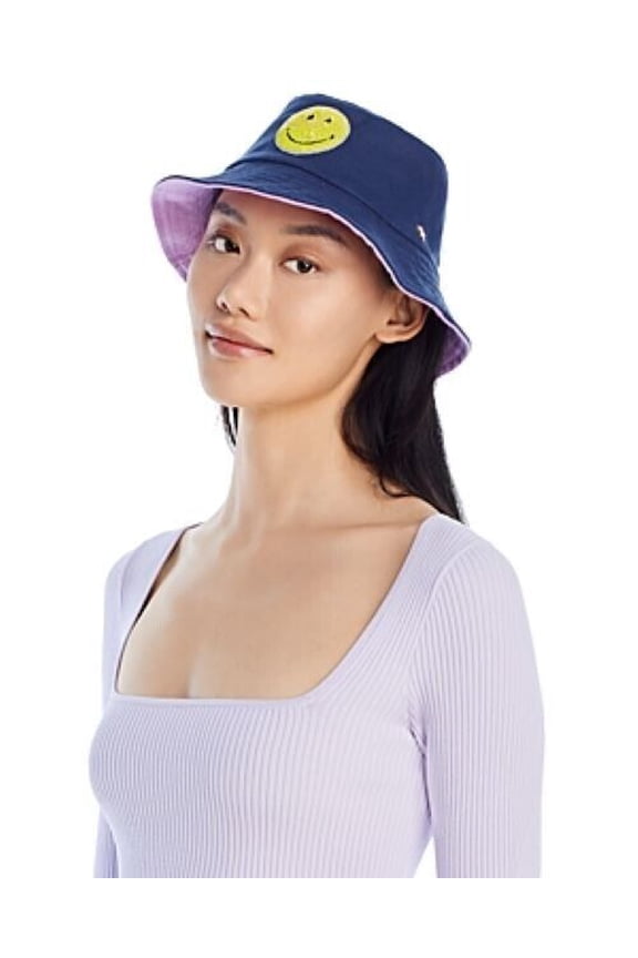 Reversible Smiley Bucket Hat Navy Purple Retail $65