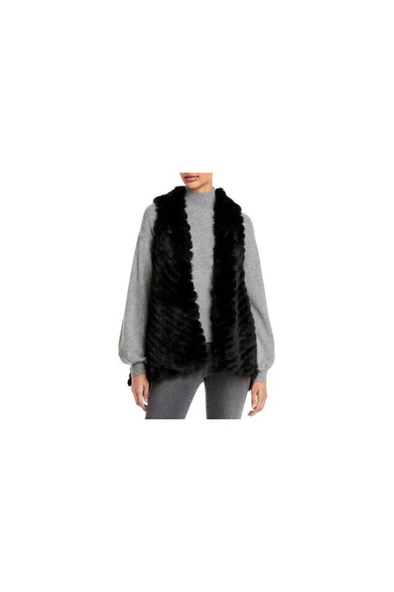 Striped Faux Fur Asymmetric Vest