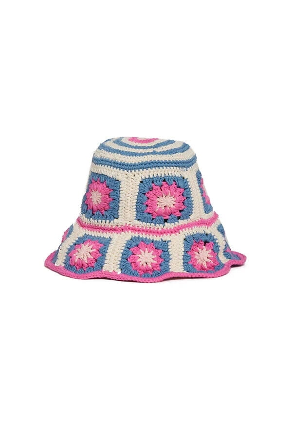 JOCELYN Women\'s The Tulum Crochet Bucket Hat Pink Multi Floral O/S NEW $75 JOCELYN Women main image 3