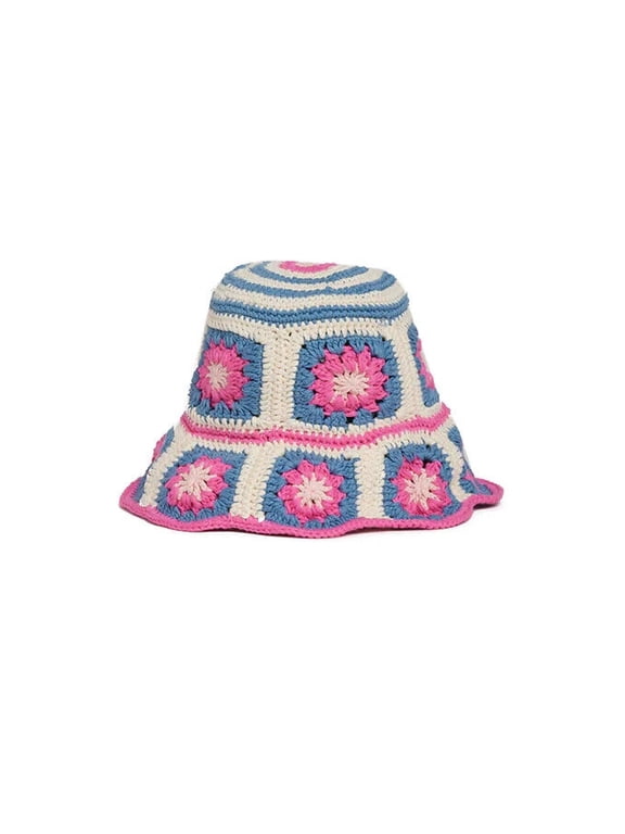 Tulum Flower Crochet Bucket Hat Retail $75 NWT Pink