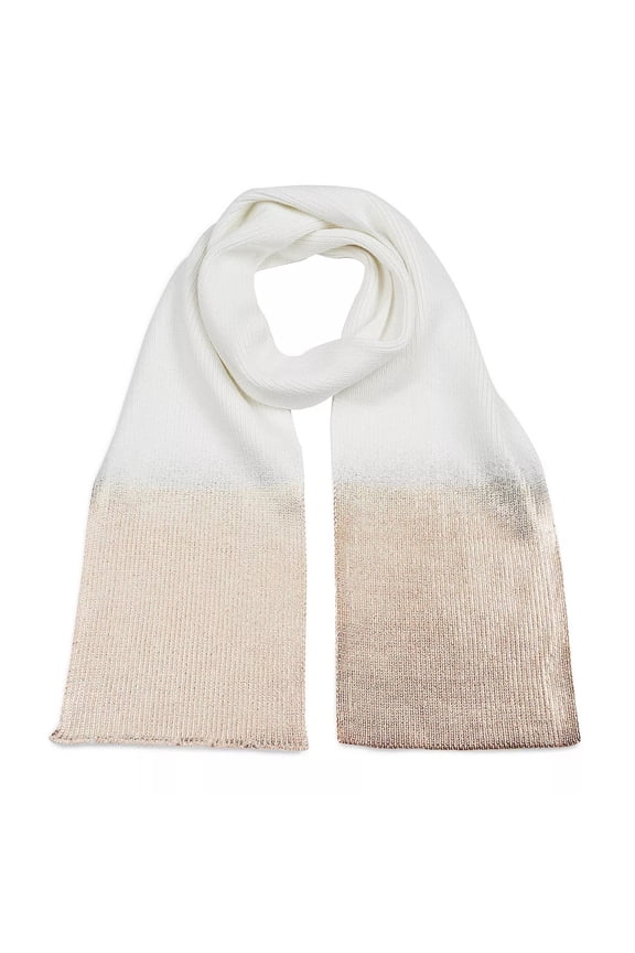 Women's Ivory Gold Ombre Metallic Knit Scarf