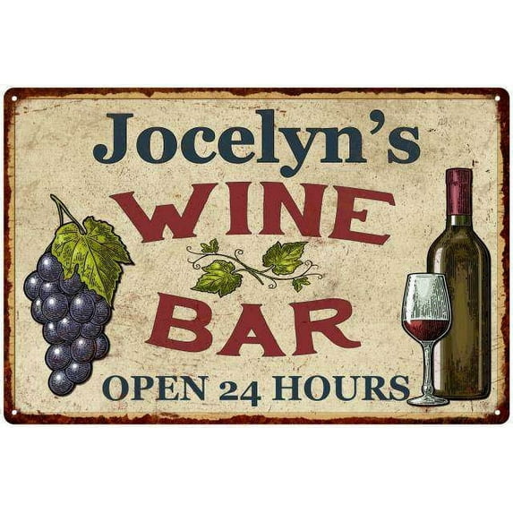Jocelyn's Rustic Wine Bar Sign Wall Decor Kitchen Gift 8 x 12 High Gloss Metal 208120056678