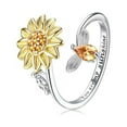 thumbnail image 1 of Jocestyle Finger Spinner Anxiety Ring Women Rhinestone Rotating Rings (Sunflower), 1 of 7
