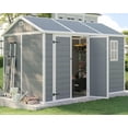 thumbnail image 1 of Jocisland 10.5 x 7.6 x 7.5 ft Resin Storage Shed with Floor, Vents, Window, for Bicycles/Lawnmowers, 1 of 8