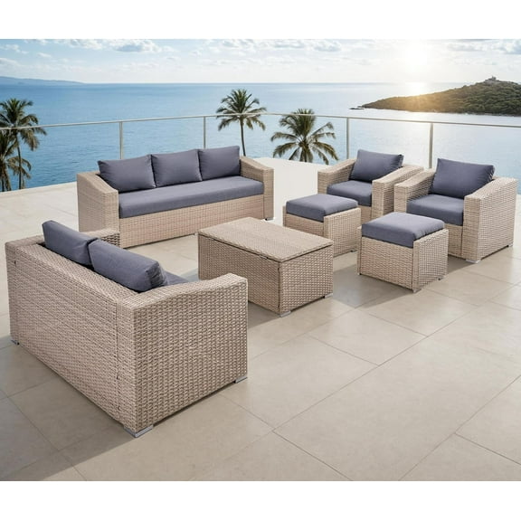 Jocisland 10-Piece Patio Furniture Set, Outdoor Sectional Sofa with Coffee Table for Backyard, Deck