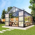 thumbnail image 1 of Jocisland 10x14 ft Polycarbonate Greenhouse with Rain Gutter & 4 Roof Vents, Heavy Duty Aluminum Greenhouse for Outdoor Garden Backyard, Black, 1 of 8