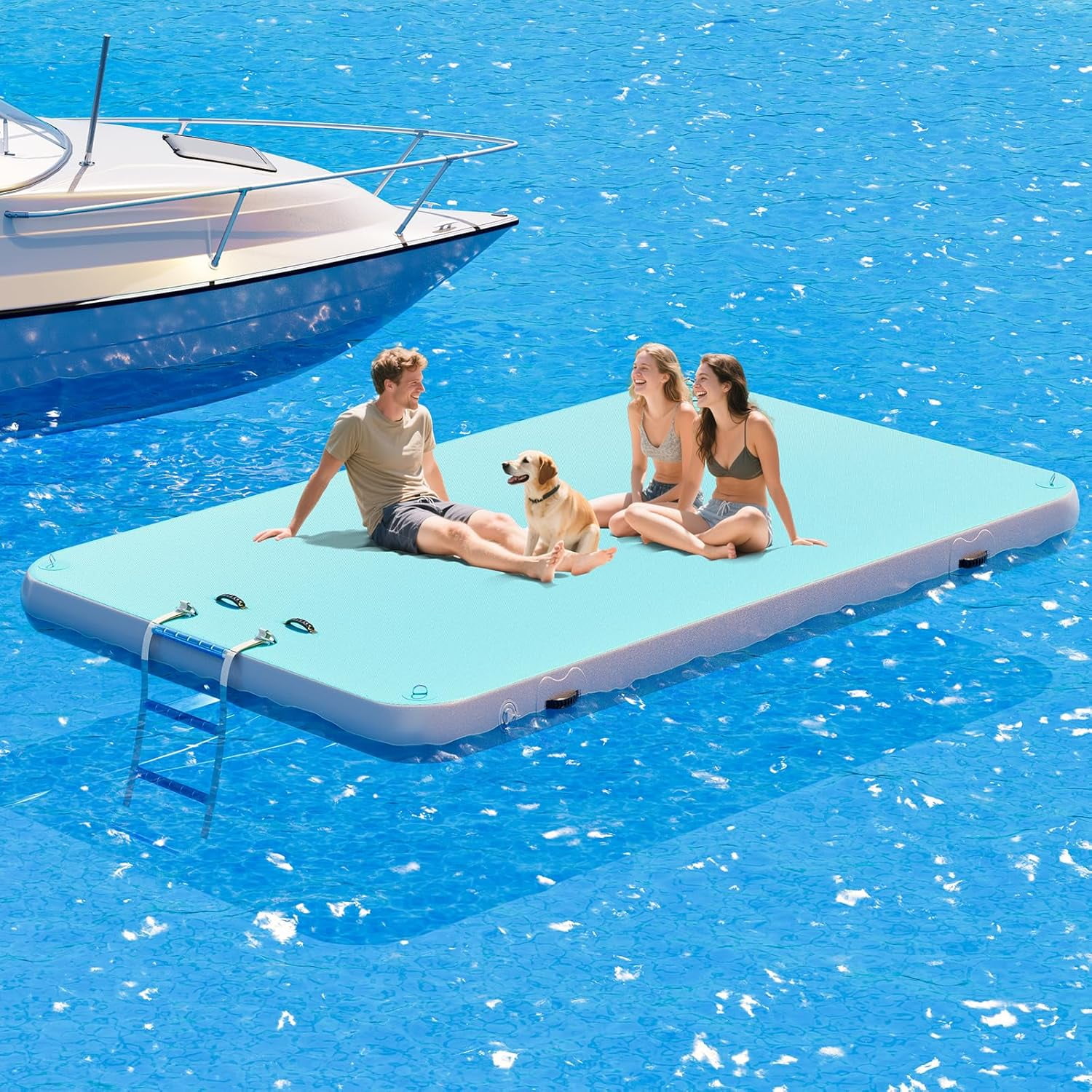 Jocisland 10x6 ft Inflatable Floating Dock with Non-Slip Surface
