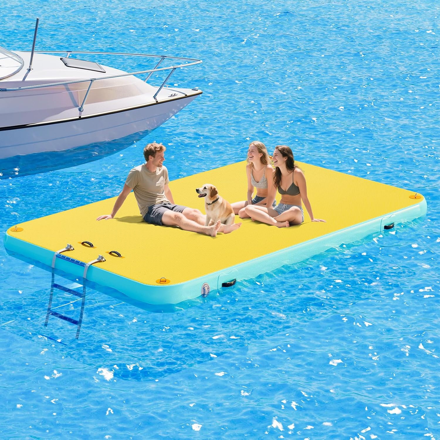 Jocisland 10x6 ft Inflatable Floating Dock with Non-Slip Surface