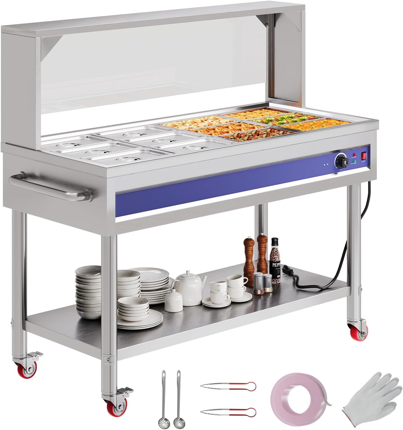 Jocisland 12-Pan 96QT Commercial Food Warmer, 1500W Stainless Steel ...