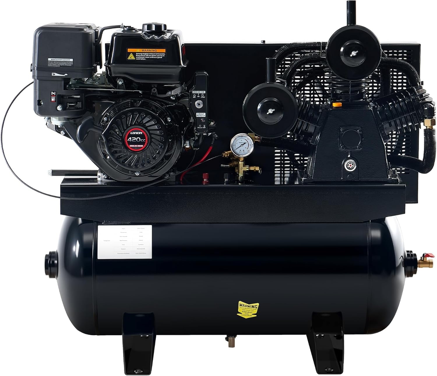 Jocisland 13HP Gas Powered Air Compressor, 30 gal 18CFM@Max180PSI, 420cc Loncin Engine Gasoline Driven Piston Pump for Workshop, Construction Sites