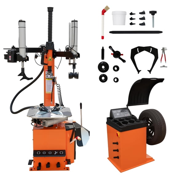 Jocisland 2 HP Tire Changer with Bead Blaster and Wheel Balancer Combo, Outside Clamp, Inside Clamp, 110V Double Assist Arm Tire Changer Machine