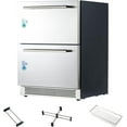 thumbnail image 1 of Jocisland 24 Inch Under Counter Drawer Fridge – Stainless Steel Dual-Zone Beverage Refrigerator with LED Touch Control, Adjustable Storage, Frost-Free, Low Noise, 37℉-50℉, -0.4℉ to 37℉, 1 of 9