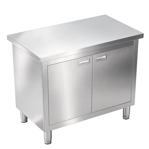 Jocisland 24" x 36" x 34" Stainless Steel Work Table with Cabinet, Stainless Steel Table with Double Doors for Prep Work for Home, Restaurant