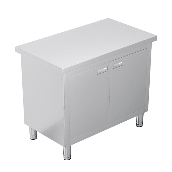 Jocisland 24" x 36" x 34" Stainless Steel Work Table with Cabinet, Stainless Steel Table with Double Doors for Prep Work for Home, Restaurant
