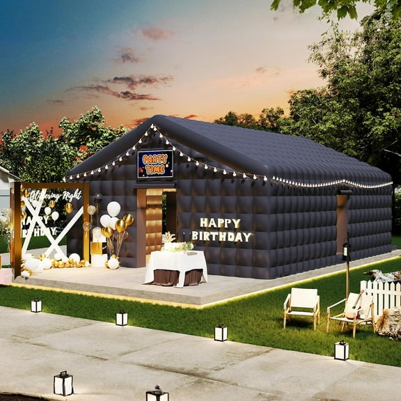 Jocisland 30x20x14 ft Large Black Inflatable Night Club Tent for Adults with 2 Side Doors, Inflatable Nightclub with Logo Area Gazebo Event House