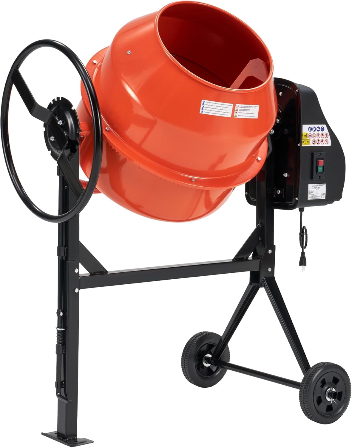 Jocisland 4.9 Cu.Ft. Electric Cement Mixer,375W Portable Wheelbarrow Concrete Mixing Machine with 140L Drum, 110V Motor for Mortar, Feed, and Stucco