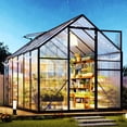 thumbnail image 1 of Jocisland 6x12x6.3 FT Polycarbonate Greenhouse for Outdoors with 2 Windows, Dual Swing Doors, Aluminum Walk-in Frame, Heavy Duty Garden Greenhouse for Backyard, Black, 1 of 9