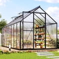 thumbnail image 1 of Jocisland 6x16 ft Polycarbonate Greenhouses for Outdoors, 2 Top-Opening Windows, Aluminum Walk-in Heavy Duty for Outdoor Use, Backyard Garden, Black, 1 of 9