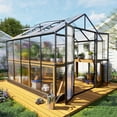 thumbnail image 1 of Jocisland 8x10x7.5 ft Polycarbonate Greenhouse Double Swing Doors 2 Vents 5.2FT Added Wall Height, Black, 1 of 10