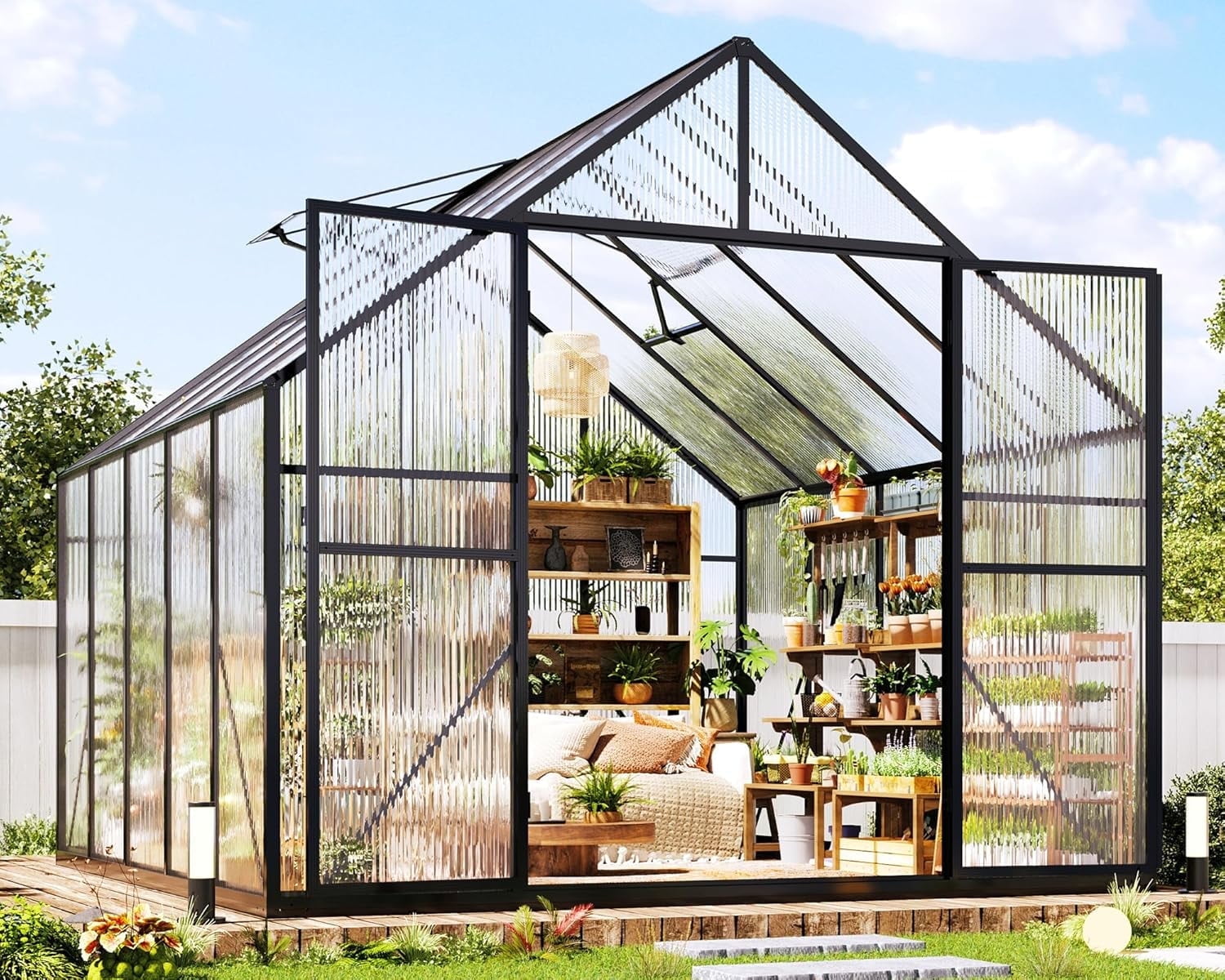 JJ house 専用 Papajet 6x12 FT Hybrid Polycarbonate Greenhouse with