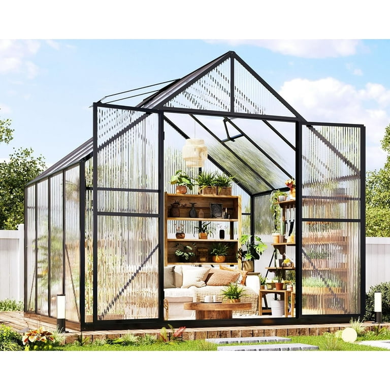 Papajet 6x12 FT Hybrid Polycarbonate Greenhouse with Aluminum