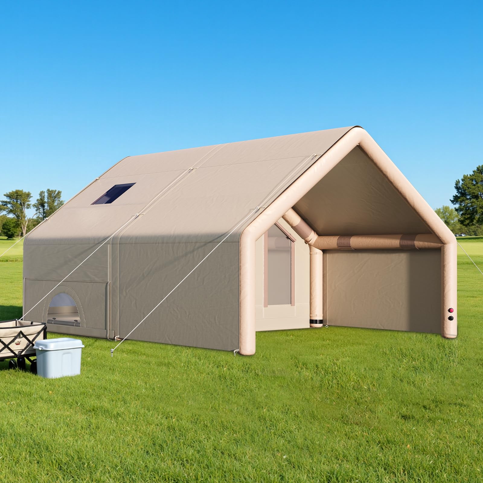 Jocisland 9.48x13.05 ft Inflatable Tent for Camping, Large Blow Up Tent, Waterproof Oxford Outdoor Cabin, Ideal for Emergency Shelter, Glamping