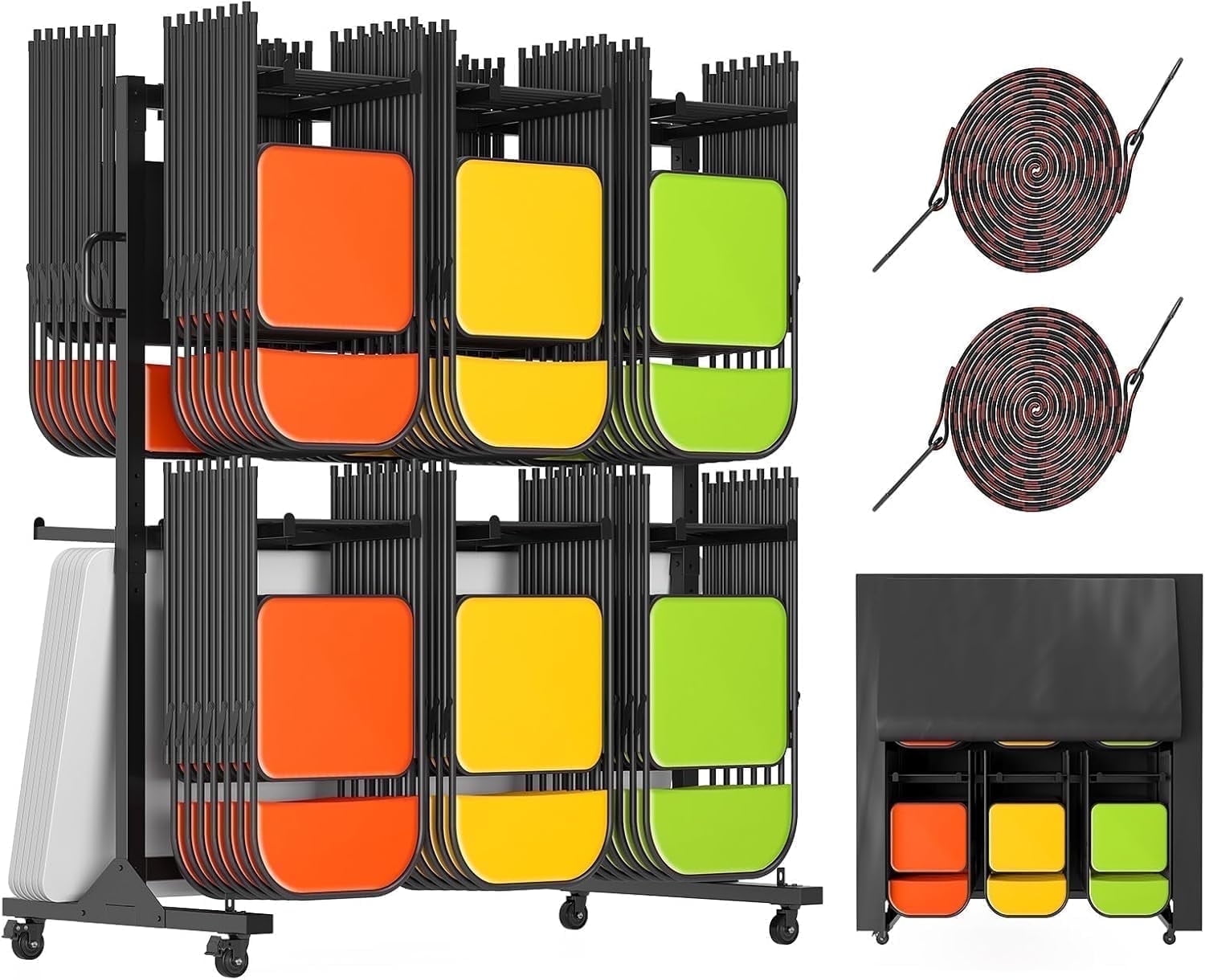 Jocisland Folding Chair Rack 12 Tables or 84 Chairs Storage 1100 lbs ...