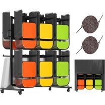 Jocisland Folding Chair Rack 12 Tables or 84 Chairs Storage 1100 lbs Capacity Heavy-duty Folding Chair Cart With Wheels, 2 Elastic Cords, Cover, Black