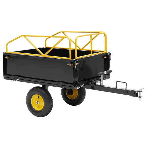 Jocisland Garden Utility Trailer, 500Lbs 12 Cu.Ft ATV UTV Trailer Tow Behind Dump Cart, Outdoor Lawn Mower Cart for Tractor