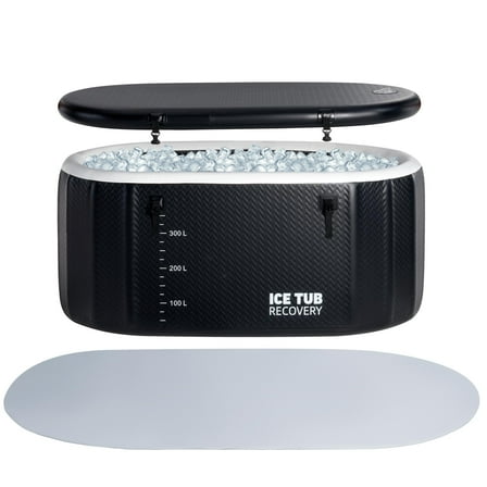 Jocisland Inflatable Cold Plunge Tub for Athletes, Ice Bath Tub with Insulated Lid Non-Slip Mat, Water Chiller Compatible, Portable for Outdoor & Indoor Recovery, 150 Gal, 59"L x 32"W x 28"H