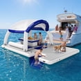 thumbnail image 1 of Jocisland Inflatable Floating Dock, 16.4x10x7.2 FT Water & Land Inflatable Platform with Canopy, Built-in Table, Water-Level Seating, Ladder, 1 of 9