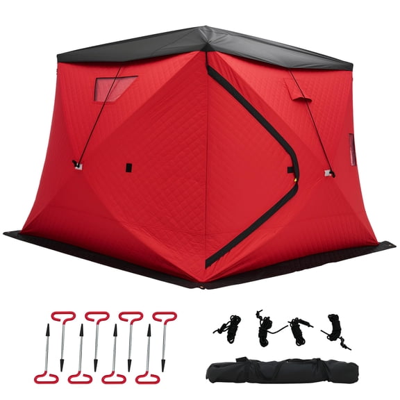 Jocisland Insulated Ice Fishing Tent, 4-5 Person Ice Shanty with 3-Layer Oxford Fabric, Waterproof Rain Cover, Carry Bag, Insulated Large Fishing Area