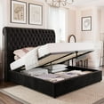 thumbnail image 1 of Merluxy Lift Up Storage Bed King Size Velvet Upholstered Sleigh Platform Bed Frame/52.4" Deep Button Tuft Headboard, Easy Assembly/Black, 1 of 5