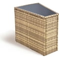 thumbnail image 1 of Jocisland PE Rattan Wicker Patio Side Table Sofa Wedge End Table with Tempered Glass Top & Storage Function, 1 of 7