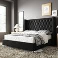 Jocisland Black Queen Bed Frame with Wingback Headboard, Velvet Upholstery, Diamond Tuft, No Box ...