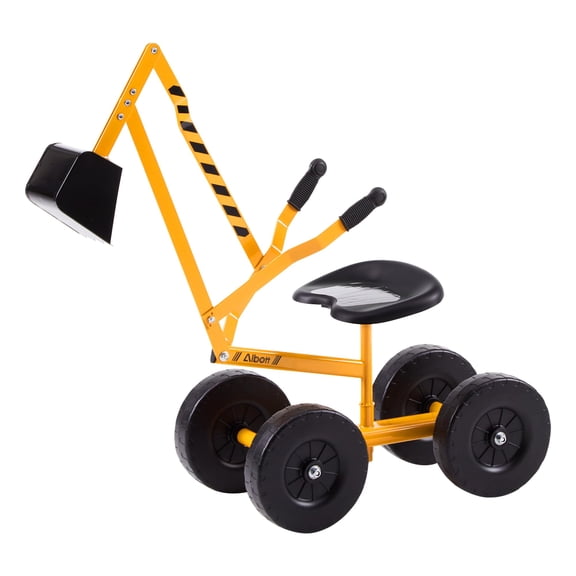 Jocisland Ride On Sand Digger Excavator Toys Working Crane with 8 inches Wheels and 360° Rotation Seat (Yellow)